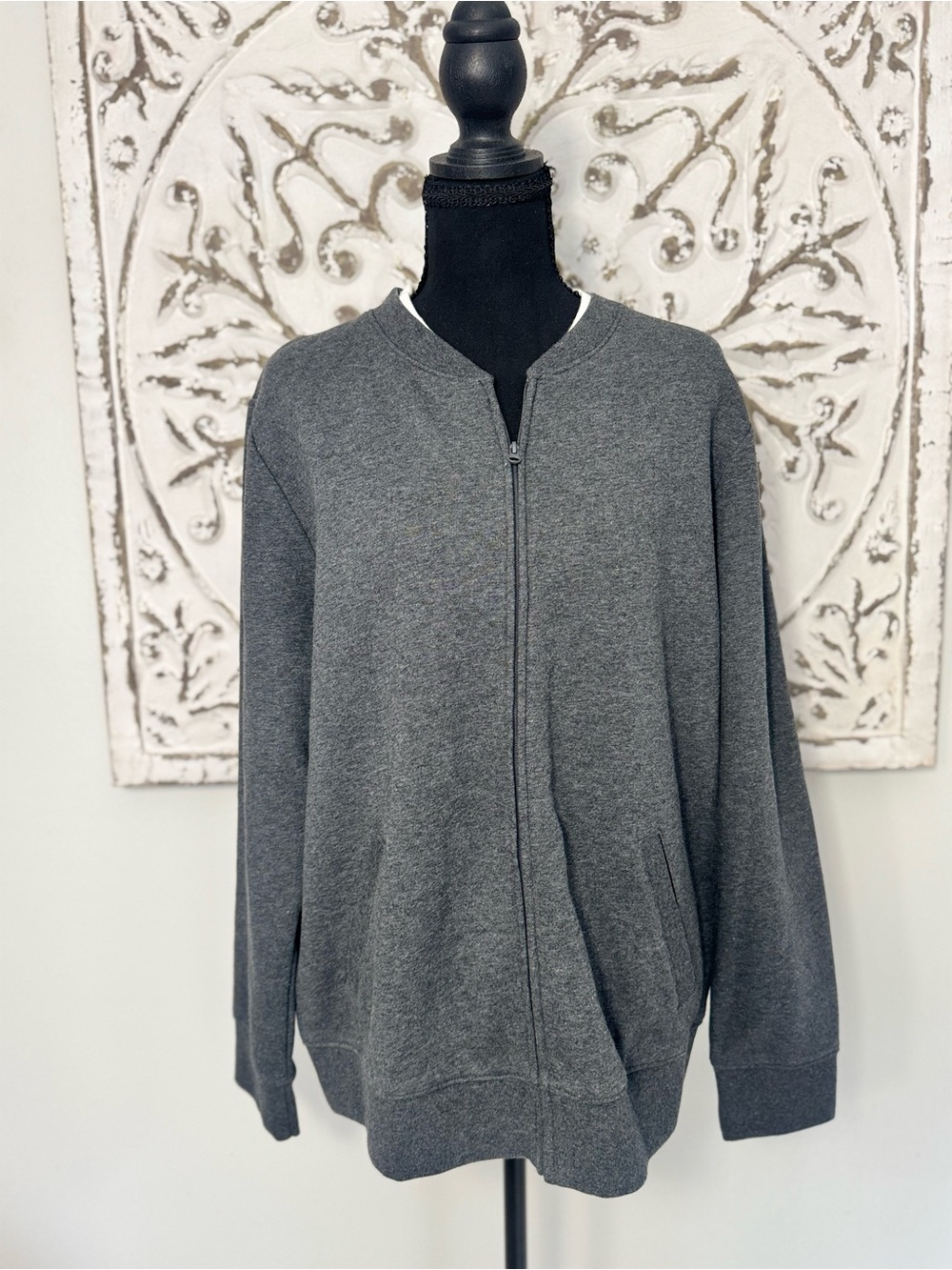 Danskin Now L 12-14 Charcoal Gray Full Zip Fleece Jacket Sweatshirt Pockets